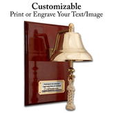 6" Brass Bell Mounted on Mahogany Plaque with Brass Plate (Weems & Plath 6060/EN4006)